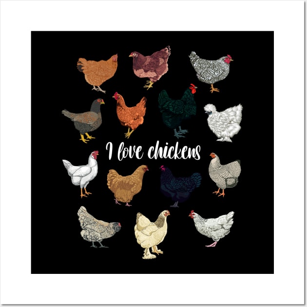 I love chickens Wall Art by Modern Medieval Design